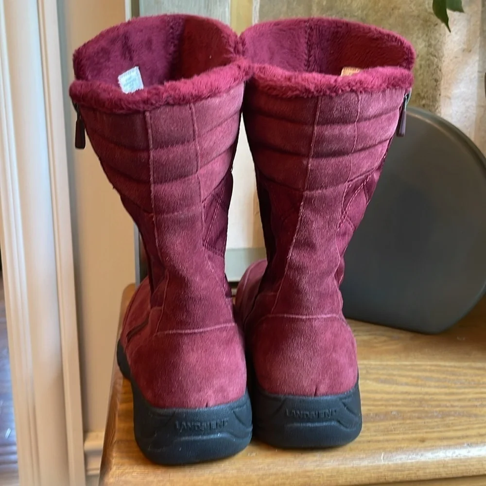 🎲 Lands End maroon suede zip up boots